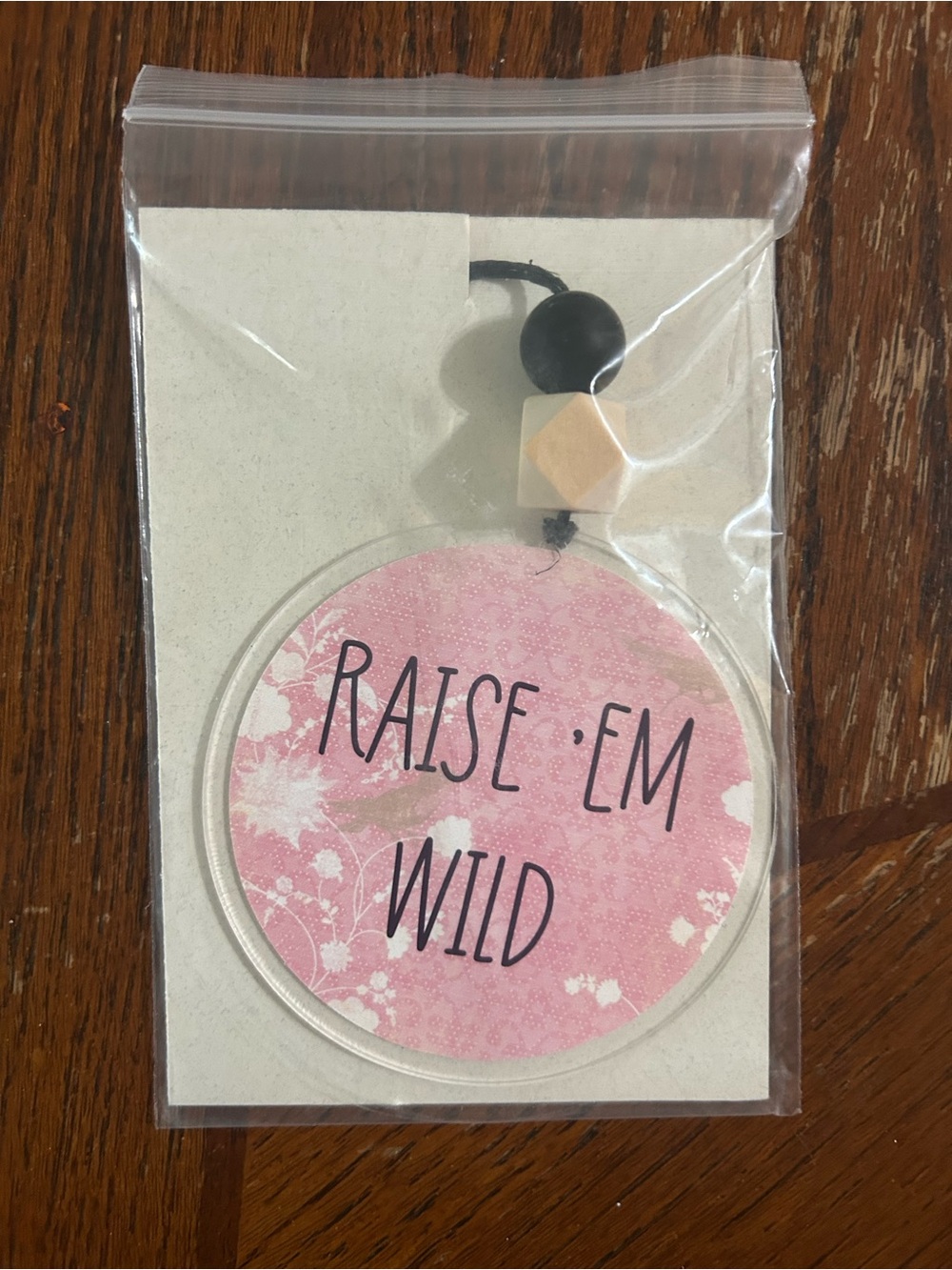 Raise 'Em Wild Pink Acrylic Ornament with Bead Accent